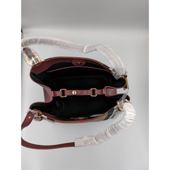 Burberry Small Canterbury Leather House Check Canvas Shoulder Tote Bag M… - Picture 6 of 16